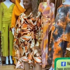 Printed Silk Satin Wrap Dress